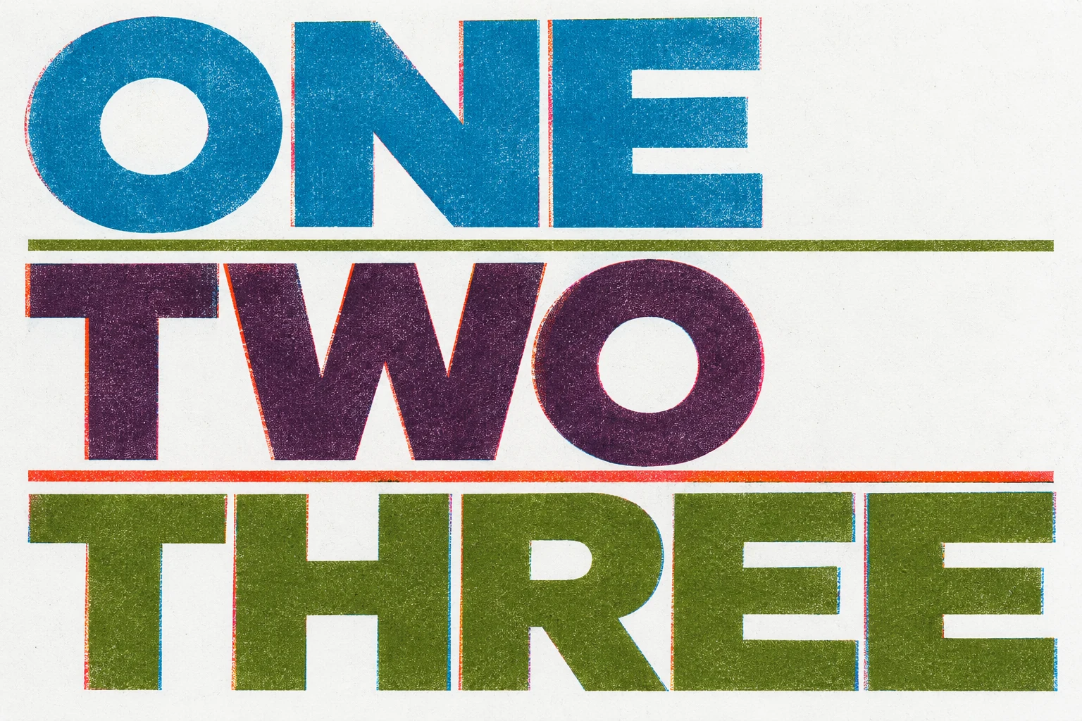 Sans-serif ONE TWO THREE typography with layout rules