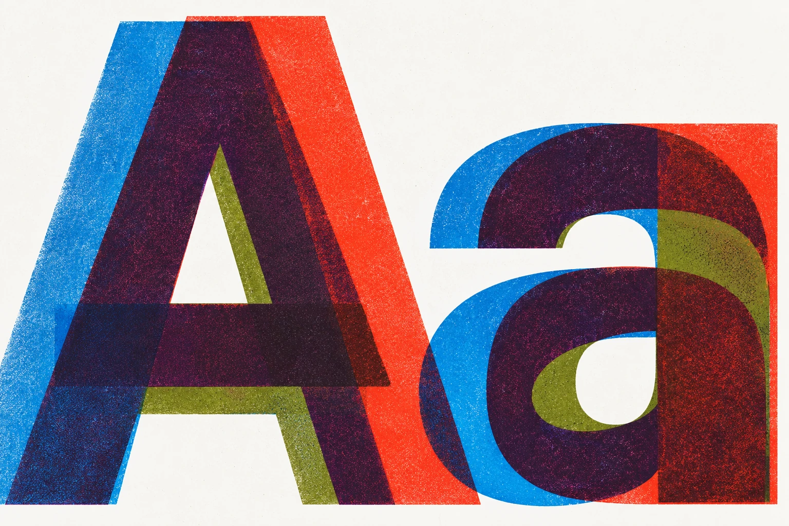 Textured sans-serif Aa typographic print
